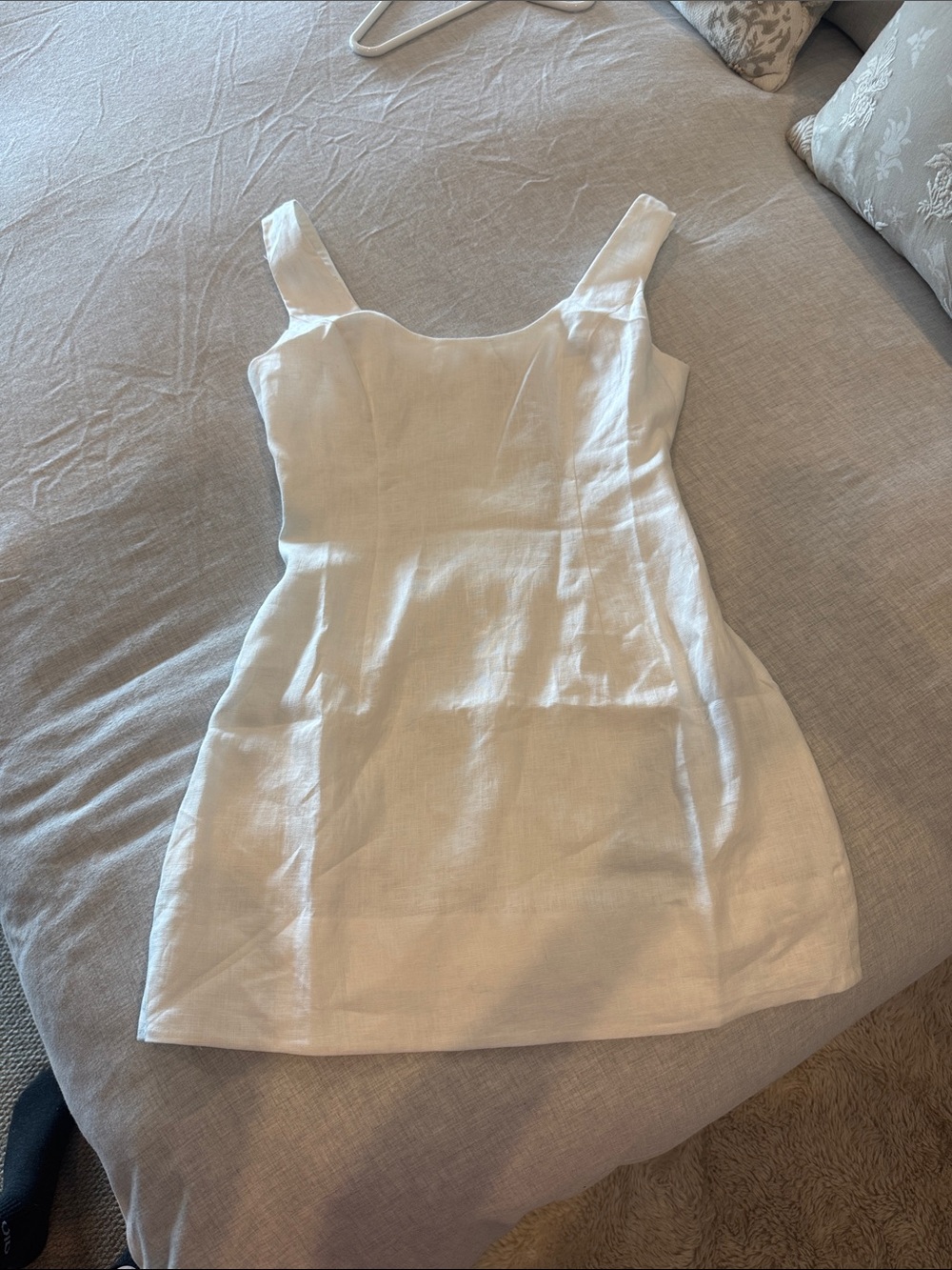 Reformation Francesca White Linen Square Neck Mini Dress